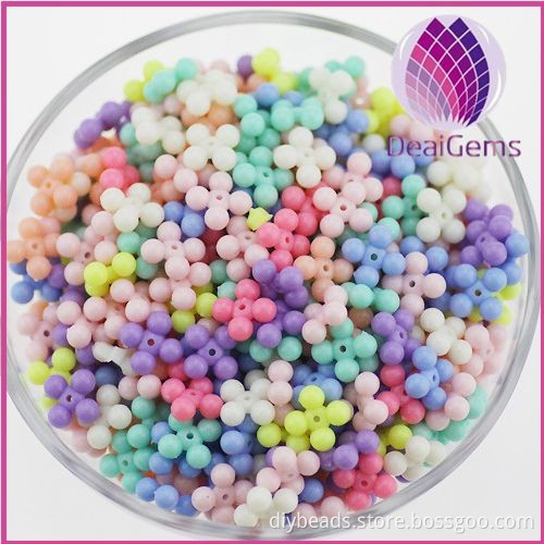 13.3x13.3x5.2mm four- leaf clover mix color acrylic loose beads